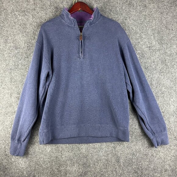 Orvis Other - Orvis Sweater Mens Medium 1/4 Zip Blue Pullover Long Sleeve Rib Hem Cuffs